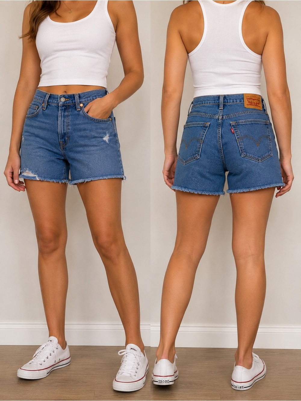 Levi’s Women’s 28 High Rise Distressed Denim Shorts Frayed Hem